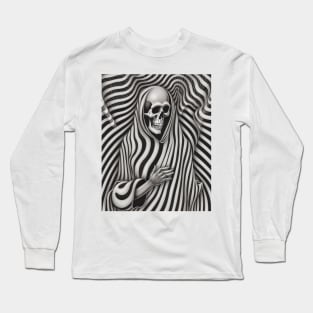 Op Art Reaper Death Mortality Optical Illusion Grim Reaper Long Sleeve T-Shirt